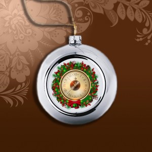 Шар елочный с металл вставкой d=80мм Серебро