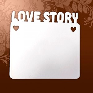 Магнит металлический под сублимацию "Love story" гориз 75*80 мм