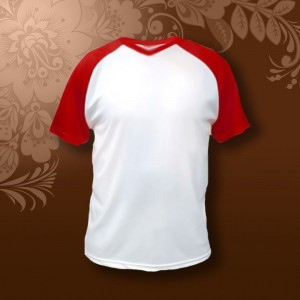 Футболка SALE мужская Сэндвич, рукав-реглан красный  р 44 (V- ворот)