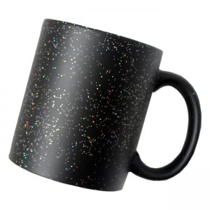 Кружка хамелеон матовый с блестками черный 