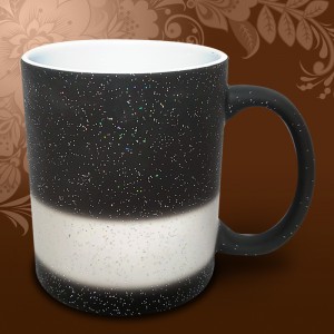 Кружка хамелеон матовый с блестками черный 